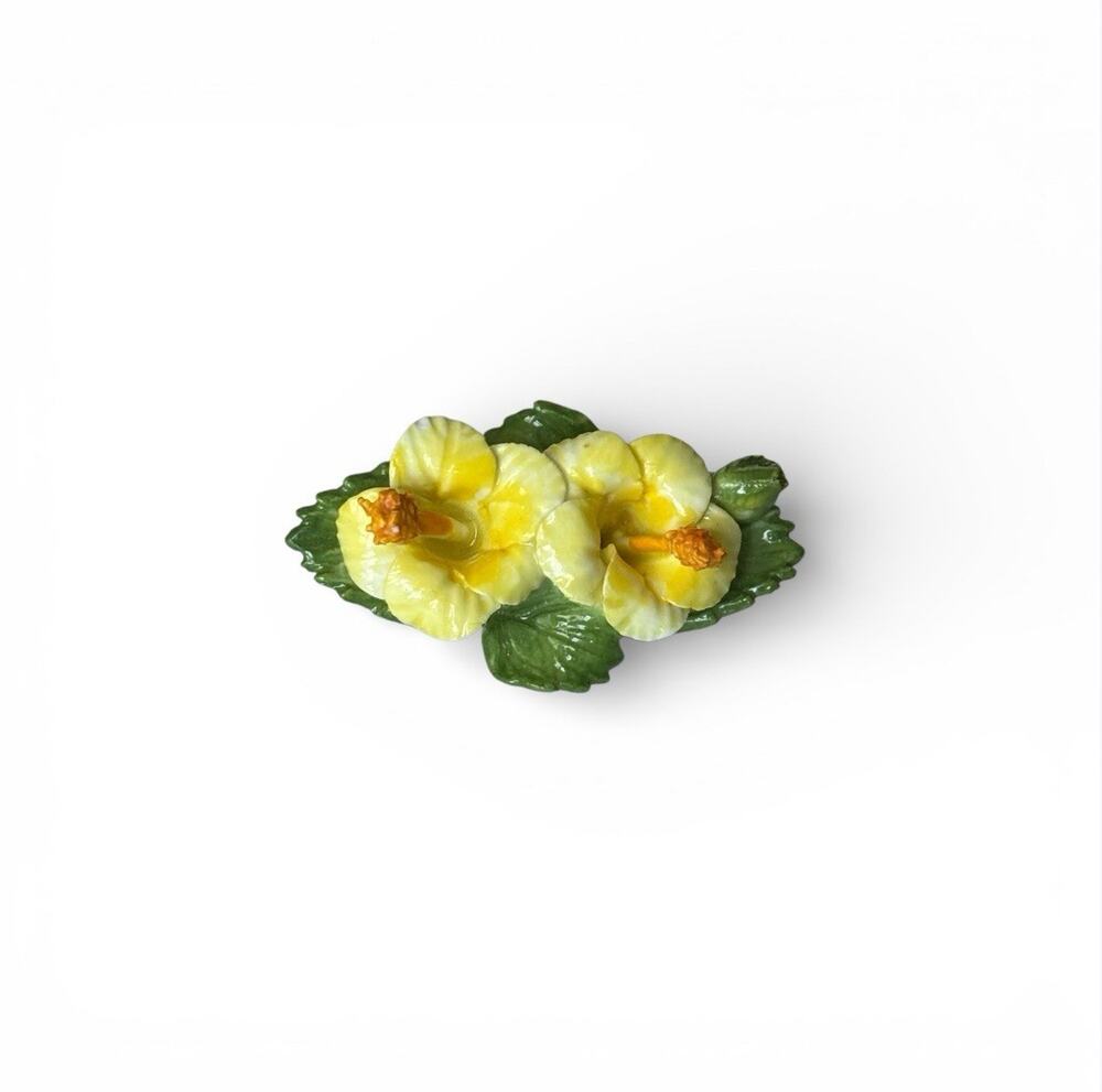 Denton China Porcelain Yellow Flower 2” Brooch - Made In England